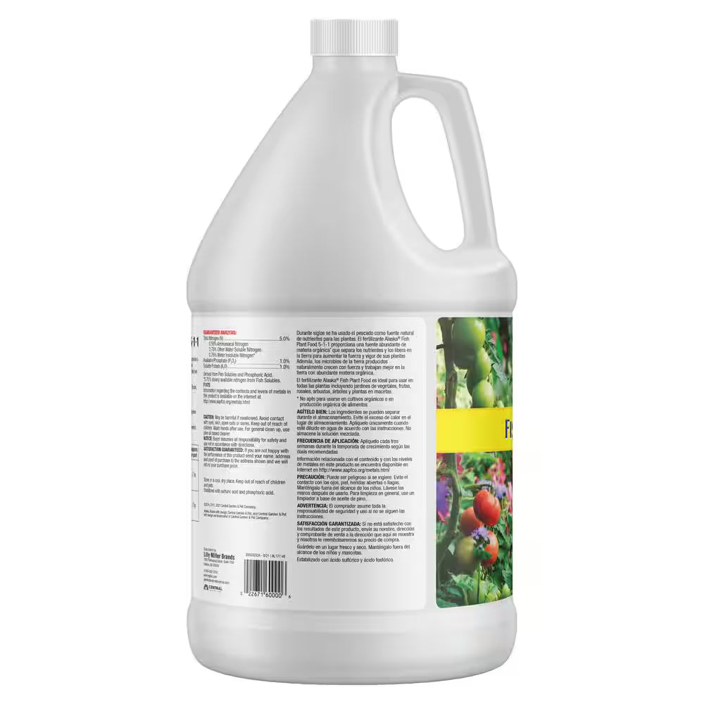 128 Oz. (1 Gal.) Organic Gardening Liquid Fish Emulsion Plant Food Fertilizer Concentrate 5-1-1