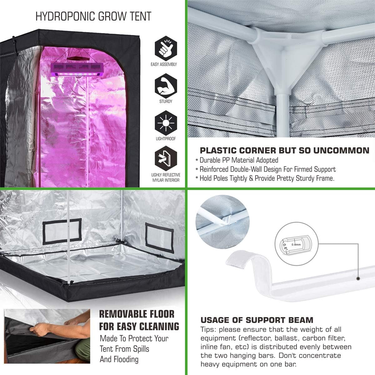 Alphapar New Tech Pro Full Spectrum Sunlike 100W LED Grow Light Kit + 32''X32''X63'' Grow Tent + 4'' Fan Filter Ventilation Kit Indoor Plant Growing Complete Package
