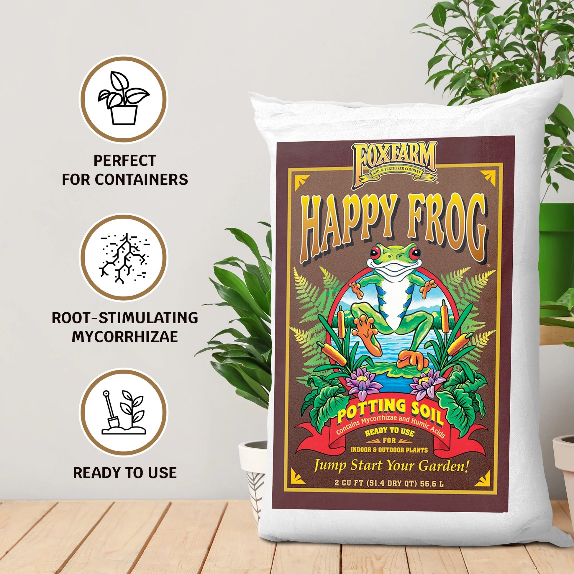 FX14047 Happy Frog Ph Adjusted Garden Potting Soil Mix 2 Cubic Feet