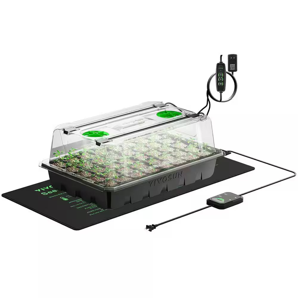 40-Cell Indoor Seed Starter Kit with 1 Set of LED Lights, 10 In. X 20.75 In. Seedling Heat Mat