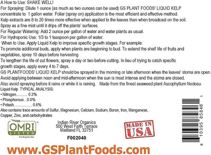 Organic Kelp Fertilizer by  - Omri Listed(1 Gallon) - Liquid Kelp Concentrate for Gardens, Lawns & Soil Yields 800+ Gallons