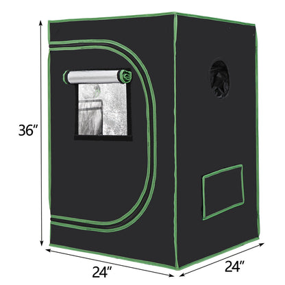 24""X24""X36" Indoor Hydroponic Grow Tent with Observation Window and Floor Tray