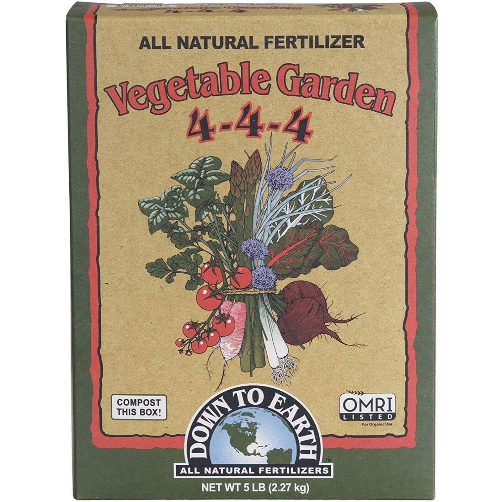 Down to Earth (#07854) Organic Vegetable Garden Fertilizer 4-4-4, 5# Box