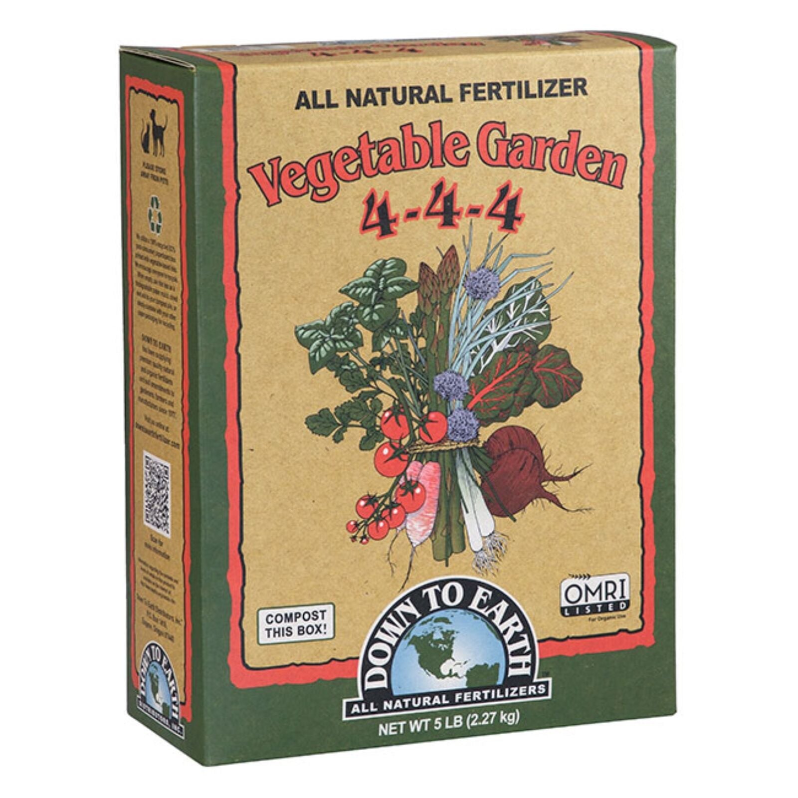 Down to Earth (#07854) Organic Vegetable Garden Fertilizer 4-4-4, 5# Box