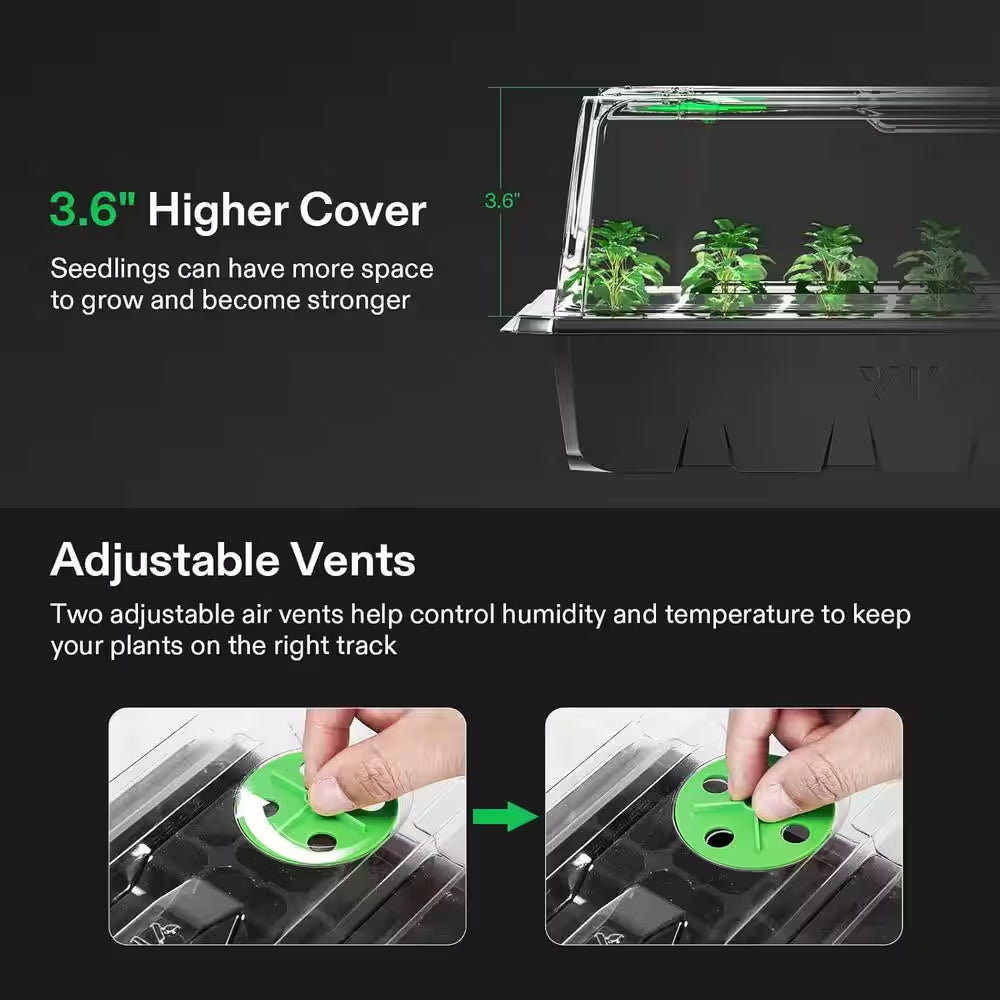 40-Cell Indoor Seed Starter Kit with 1 Set of LED Lights, 10 In. X 20.75 In. Seedling Heat Mat